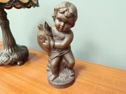Figura Putto Rzeźba z Brązu Chłopiec z Rybą 30cm