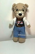 Miś , medycyna , miś lekarz na szydełku  doctor bear