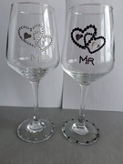 Kieliszki Glamour do wina ślub Para Młoda MR&MRS wesele