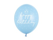 Balony 30 cm, happy birthday, Pastel Baby Blue