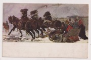 J. Chełmoński 1908r. konie czwórka sanie dwór K326