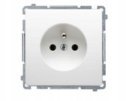 Gniazdo pojedyncze z przesłonąi uziemieniem białe Simon Basic BMGZ1Z.1/11