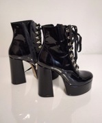 Botki na platformie Rage Age skóra naturalna lakierowana 