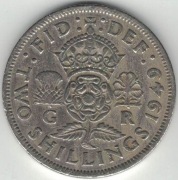 Wielka Brytania 2 szylingi two shillings (floren) 1949 28,4 mm - nr 2