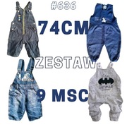 Spodnie na szelki, ogrodniczki spodenki 74cm 9 miesięcy Batman, Fixoni