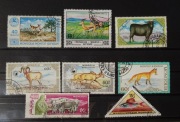 Znaczki Mongolia – lis, koza, antylopa, saiga, ryba – 9 szt. (52)