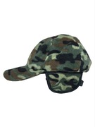 Czapka uszatka polarowa miś kamuflaż retro zimowa ciepła