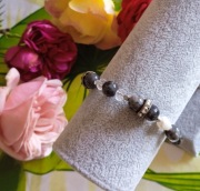 Bransoletka Labradoryt Kryształ Górski Perły 