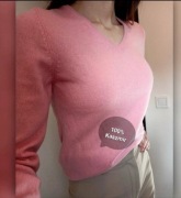 Super sweterek naturalny róż kaszmir wełna xs