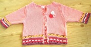 Sweterek różowy 6 miesięcy 68 cm rozpinany kwiaty 