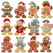 DREWNIANE ZAWIESZKI NA CHOINKĘ PIERNICZKI ozdoby świąteczne 12 szt.