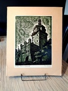 UNIKAT oryginał sygnowana grafika H. CZAMAN 1907/86 LUBLIN Brama-Krakowska