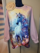 Wiosenna bawełniana bluza damska lub dla nastolatki S oversize Koń kwiaty