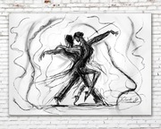"Tango" Rysunek węglem na papierze