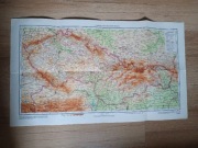 Mapa Czechosłowacja 1958 r. + południowa część Polski Polska PRL 