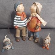 Figurka dzieci z pieskami na smyczy