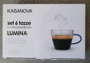 Zestaw 6 szklanych filiżanek Lumina Kasanova. Idealne do espresso, herbaty.