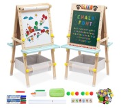 Tablica drewniana dla dzieci 2w1 sztaluga z akcesoriami
