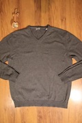 Sweter Esprit r. L szary męski bawełniany dekolt v dł rękaw
