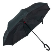 PARASOL ODWROTNIE OTWIERANY SKŁADANY CZARNY /POBRA