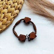 Drewniana bransoletka korale brązowa wooden beaded bracelet 