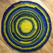Dywanik okrągły żółty-ziel-nieb śr.110 cm handmade 55zł