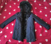 ZARA KURTKA GRAFITOWA Z CZARNYM FUTERKIEM XS