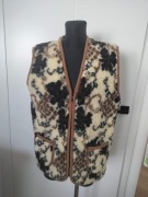 Bezrękawnik damski L kamizelka wełna góralska kieszenie extra gruba