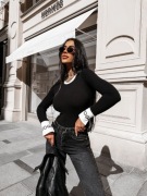 Nowa bluzka bawełniana czarna OLAVOGA ELISEA mankiety r. S 