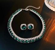 Luksusowy zielony komplet-naszyjnik i kolczyki