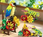 Klocki zwierzęta 3w1 papuga jaszczurka żaba kwiat Hogokids