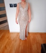 Sukienka błyszcząca, cekiny, rozporek, syrenka 