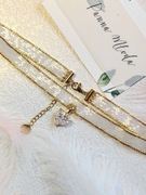 Choker Ślubny Peyote MIYUKI Serce Cyrkonie 24K Złoto