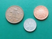 WIELKA BRYTANIA Nowsza - Zestaw 3 monet 1 2 5 Penny Pence 1979 1991 1997 k6