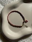 Rodonit bransoletka z regulowanym zapięciem z zawieszką handmade