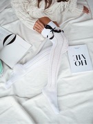 ZAKOLANÓWKI BAWEŁNIANE WARKOCZ AŻUROWE ZE WSTĄŻKĄ BIAŁE  