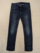 Granatowe przecierane regulowane spodnie jeansowe jeansy Lindex 146