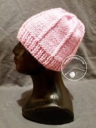 Ciepła dwustronna czapka handmade wełna róż 