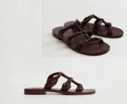 MANGO brązowe czekoladowe klapki 100% skóra naturalna NOWE 36