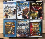 Zestaw sześciu pudełek z grami z serii Heroes na PC (PL)