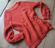 Sweterek malinowy pomarańcz srebrna nitka S/M 