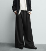 ZARA czarne męskie luźne spodnie z szeroką nogawką 44 pas 96 cm