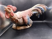 Stara porcelanowa figurka koguta – duża, ciężka, ręcznie malowana