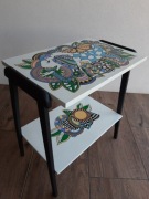 Stolik RTV Patyczak PRL szafka Ręcznie malowany