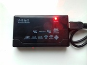 Czytnik kart pamięci 6w1, microSD, MMC, SD, XD, CF, MS Duo, M2, NOWY czarny