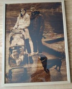 Foto Portret Obraz na zamówienie Wypalany Pirografem na Drewnie  A3  30x40