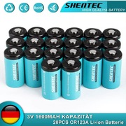 20 sztuk 3V Shentec CR123A 1600mAh  Bateria Litowy aparat fotograficzny