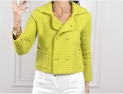 ZARA Sweter limonkowy z kołnierzykiem bawełna M