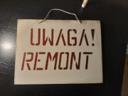 Tablica PRL Uwaga remont vintage garaż 