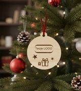 Drewniane bombki choinkowe z grawerem – woje logo | Zestaw 20 szt.